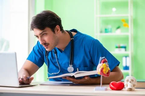 Doctor student explaining heart problems Stock Photos