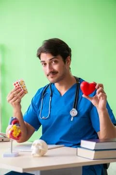 Doctor student explaining heart problems 스톡 사진