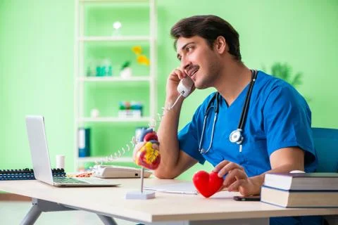 Doctor student explaining heart problems 스톡 사진