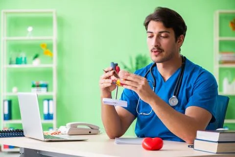 Doctor student explaining heart problems 스톡 사진
