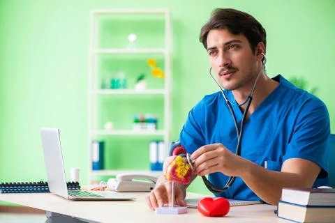 Doctor student explaining heart problems 스톡 사진