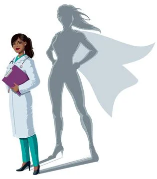 Doctor Superheroine Shadow Stock Illustration