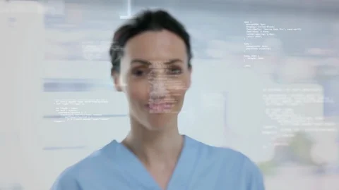 Doctor surrounded by an animation of binary codes and data information Stock Footage 105239977