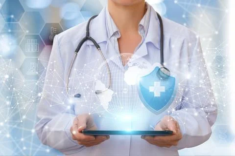 Doctor with tablet Stock Illustration