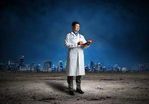 Doctor with tablet Stock Photos