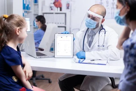 Doctor talking about skeleton Stock Photos