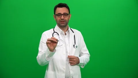 Doctor Talking Explain Result Green Screen Background Stock Footage 88652090