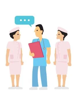 Doctor talking with his nurses. Stock Illustration