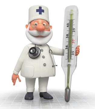The doctor with the thermometer Stock Illustration