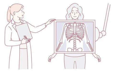 A Doctor Thoroughly Explaining the Xray Results to the Patient in a Consultative Stock Illustration