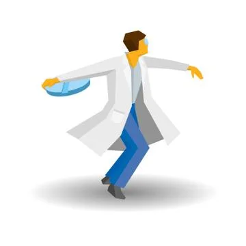 Doctor throwing tablet like a discus Stock Illustration