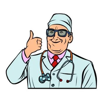 Doctor, thumb up gesture Stock Illustration