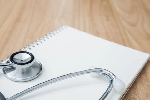 Doctor tool stethoscope on table background Stock Photos