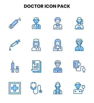 Doctor Two Colour Bundle Icons Pack Stock Illustration