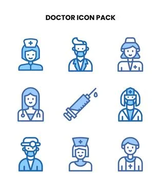 Doctor Two Colour Bundle Icons Pack Stock Illustration