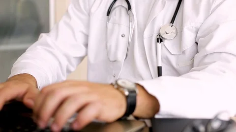 Doctor Typing On Laptop Stock Footage 87767882