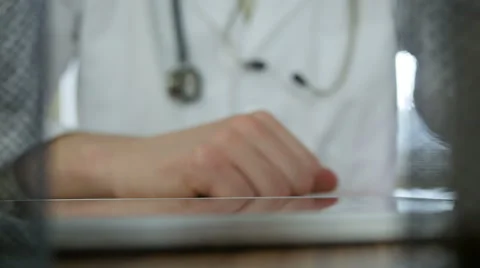 Doctor Typing On Tablet Pc Stock Footage 64064856