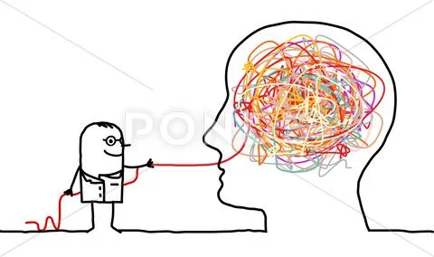 Doctor untangling a brain knot Stock Illustration