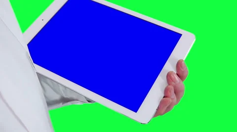 Doctor uses a tablet computer closeup. Chroma key background Stock Footage 51166026
