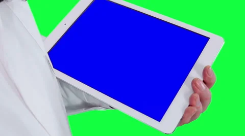Doctor uses a tablet computer closeup. Chroma key background Stock Footage 51209541