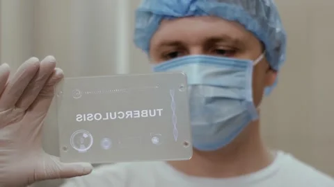 Doctor uses tablet with text Tuberculosis Stock Footage 130862381