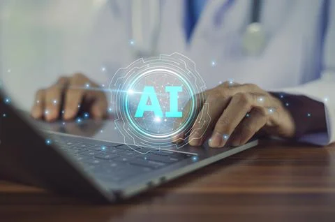 Doctor using AI technology is revolutionizing the medical field by providin.. Stock Photos
