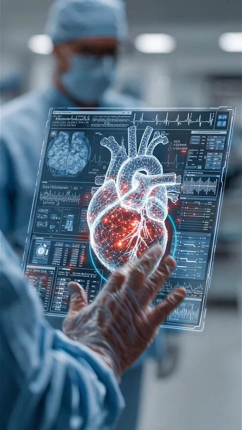 Doctor Using AR Medical Interface for Diagnosis Stock Footage 312780427