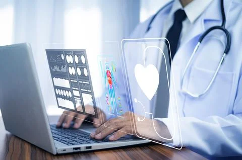 Doctor using computer backup data on Cloud Computer technology and storage .. Stock Photos
