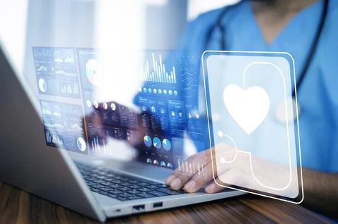 Doctor using computer backup data on Cloud Computer technology and storage .. Stock Photos