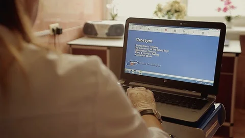 Doctor using computer at the hospital. Stock Footage 129749744