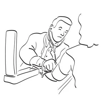 Doctor using sphygmomanometer with stethoscope checking blood pressure Stock Illustration