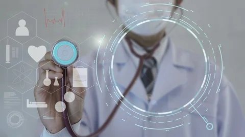 Doctor using stethoscope on medicine background. Stock Footage 101324058