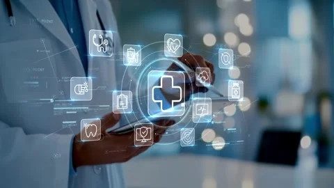 Doctor Using Tablet for Digital Pharmacy and Remote Healthcare Services Stock Footage 337220417