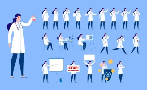Doctor in various poses. Illustrazione stock