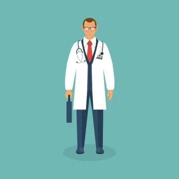 Doctor vector illustration in flat design isolated on blue background Stock Illustration