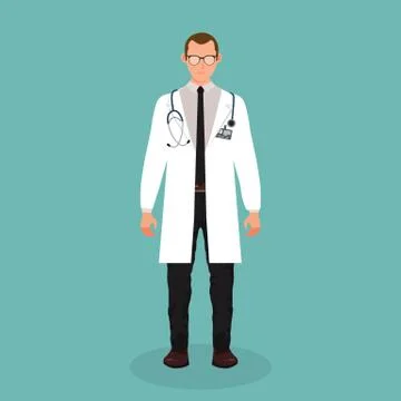 Doctor vector illustration in flat design isolated on blue background Stock Illustration
