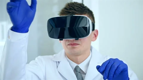 Doctor In Virtual Reality Glasses Stock Footage 105070940
