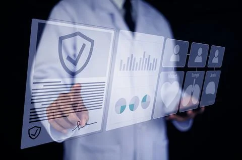 Doctor visual screen software data management, Doctor document management o.. Stock Photos