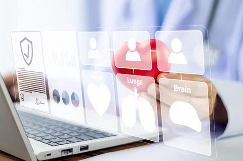 Doctor visual screen software data management, Doctor document management o.. Foto stock