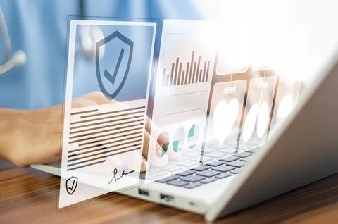 Doctor visual screen software data management, Doctor document management o.. Stock Photos