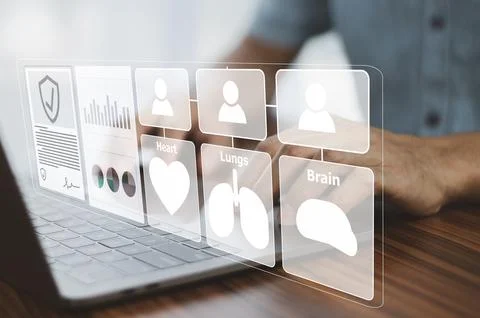 Doctor visual screen software data management, Doctor document management o.. Foto stock
