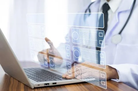 Doctor visual screen software data management, Doctor document management o.. 写真素材