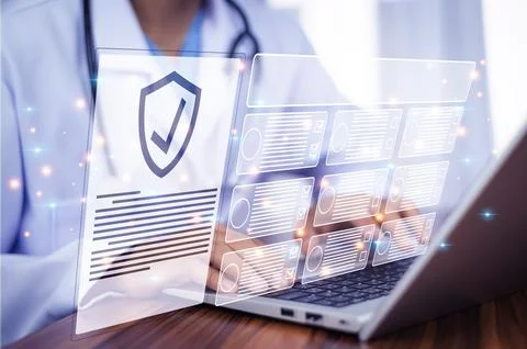 Doctor visual screen software data management, Doctor document management o.. Stock Photos