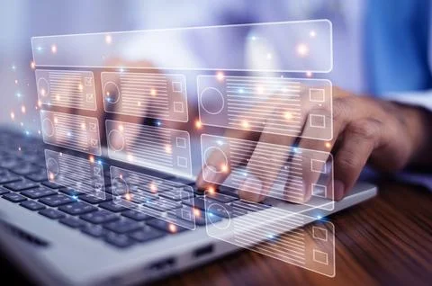 Doctor visual screen software data management, Doctor document management o.. Stock Photos