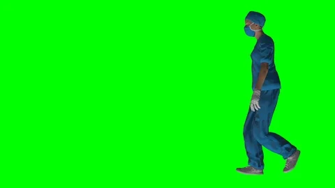 Doctor walking side loop animation green screen Stock Footage 128715500