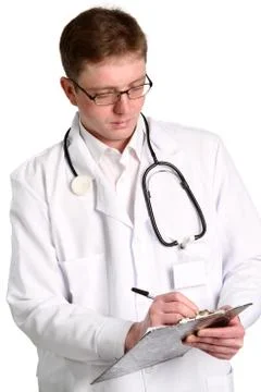 Doctor whit a clipboard Stock Photos