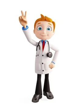 Doctor with win pose Stock Illustration