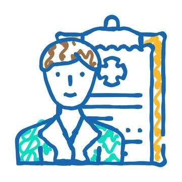 Doctor worker flat icon doodle illustration Stock Illustration