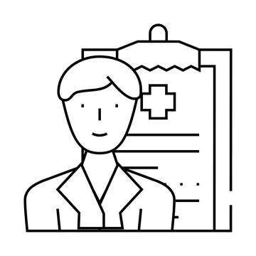 Doctor worker line icon vector illustration flat 스톡 일러스트