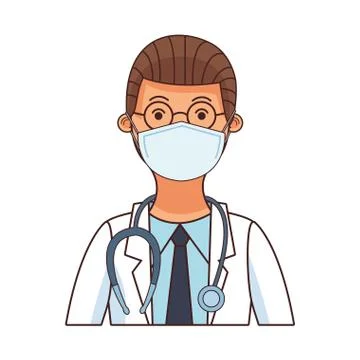 Doctor worker profession using face mask Stock Illustration